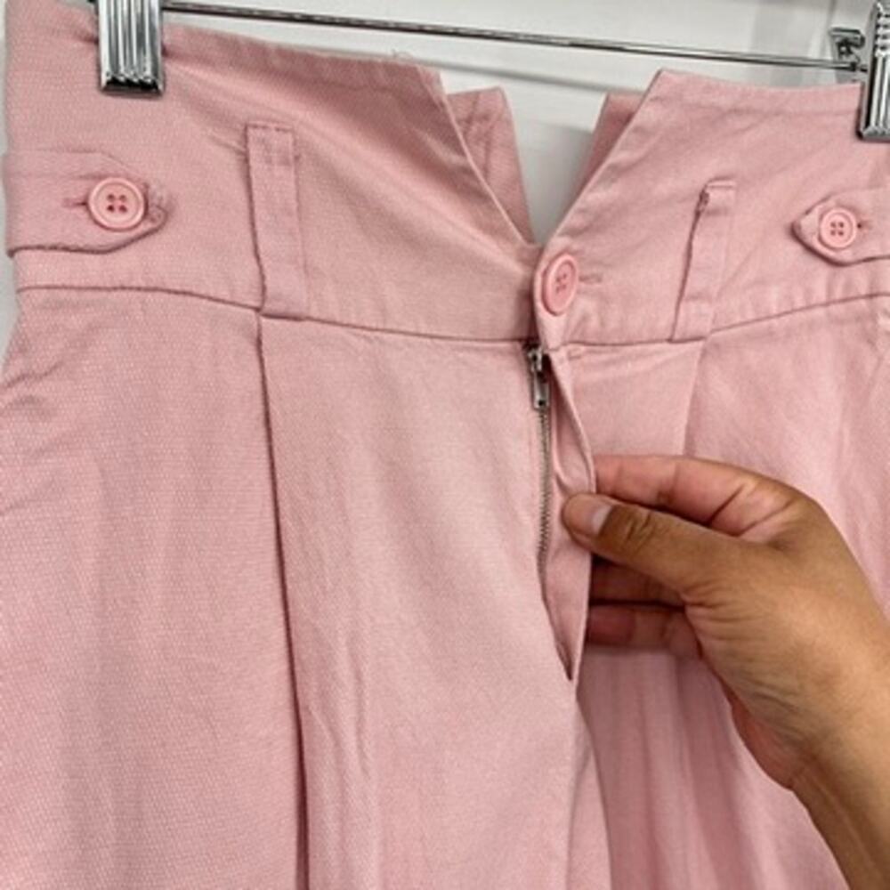 fleur du mal V Waist Trouser‎ in Coral Blush Pink Women's 2 Silk Wool Blend - Picture 8 of 10
